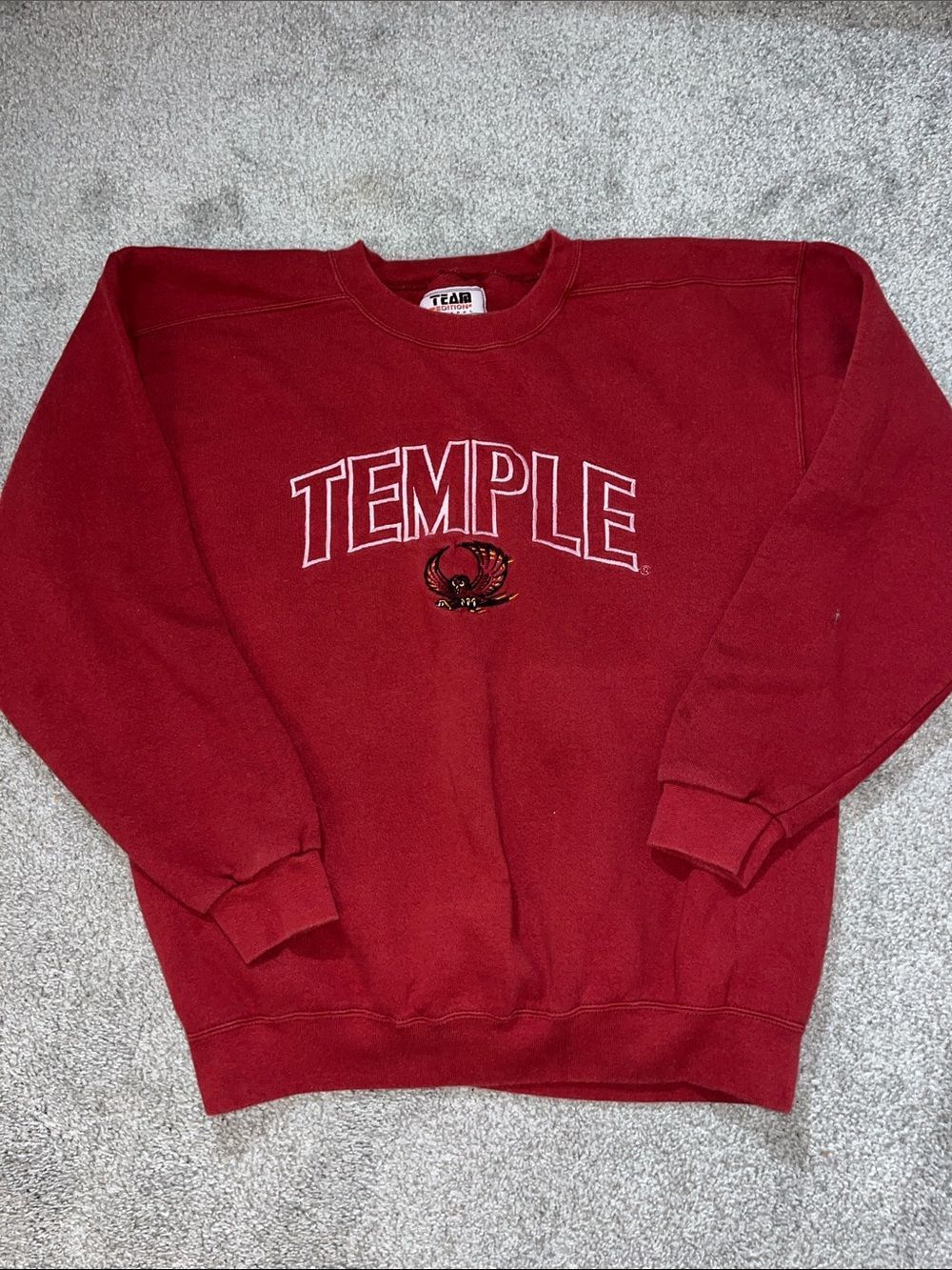 Temple Owls Sweatshirt Vintage NCAA Football Made in USA Embroidered  Pullover L